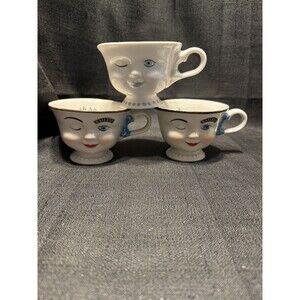 Vintage Baileys Irish Cream Winking Face 3-Piece Lot Mug Cups Yum Lmtd Edition